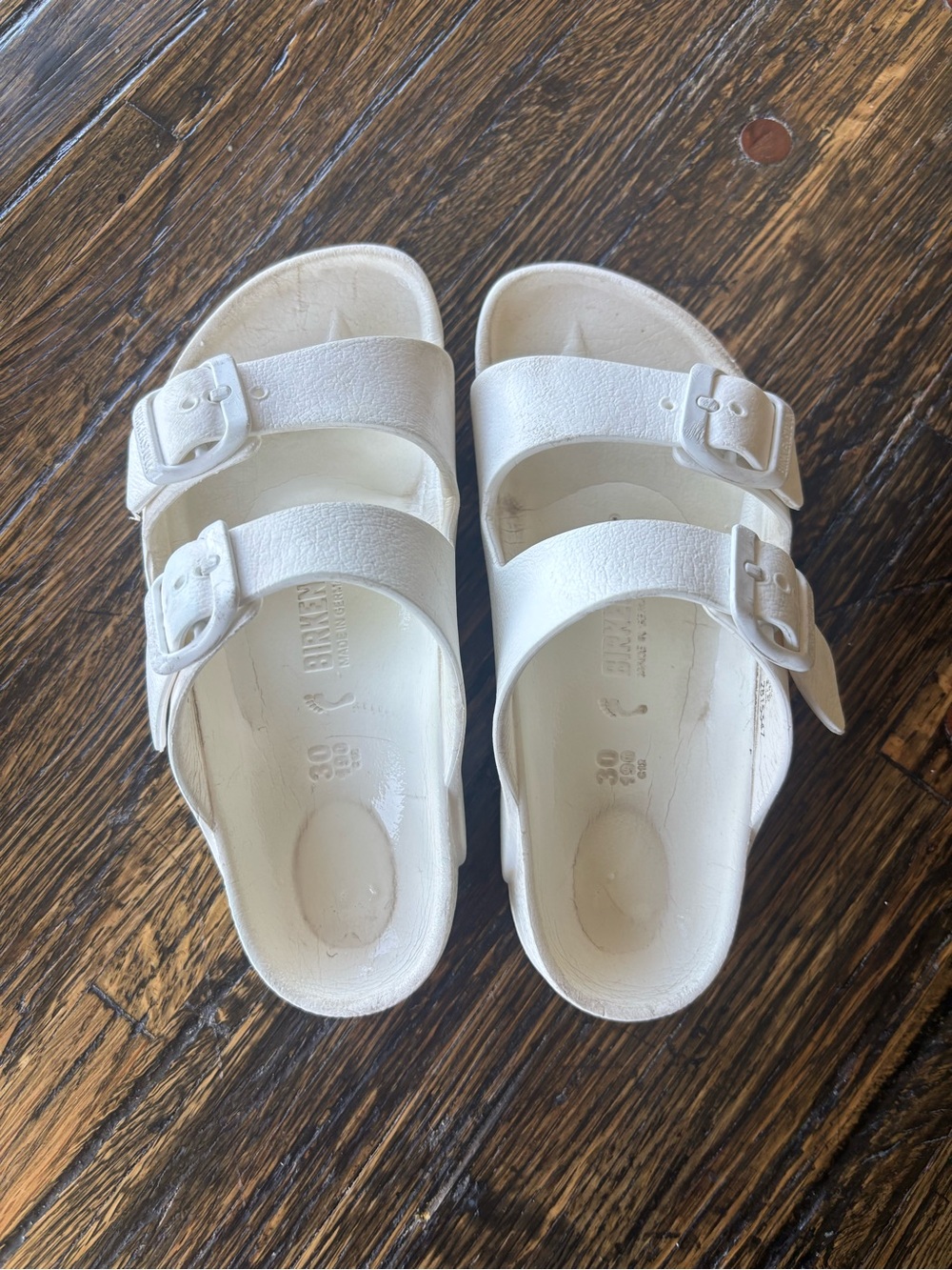Birkenstock Kids White Dual-Strap Slide Sandals